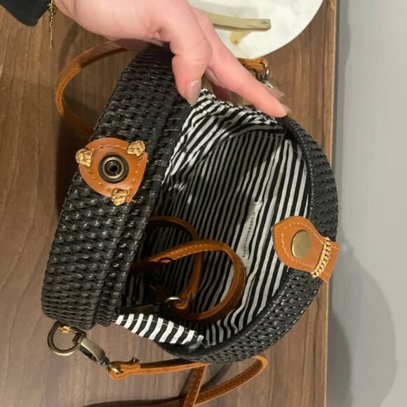 Anthropologie Lyra Rattan Crossbody Bag Adjustable Strap - Picture 6 of 7